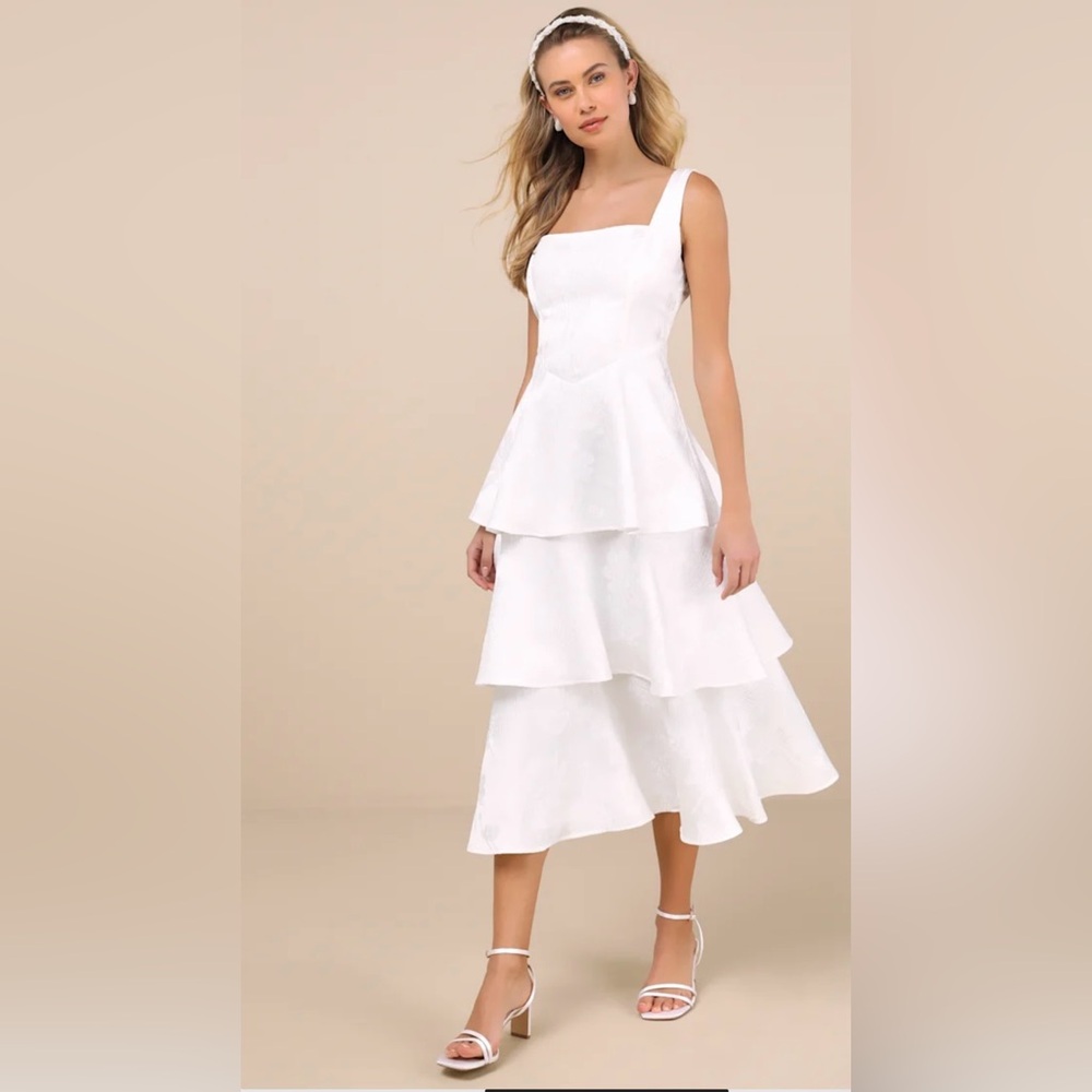 Lulu's White Midi Dress with Sophisticated Style